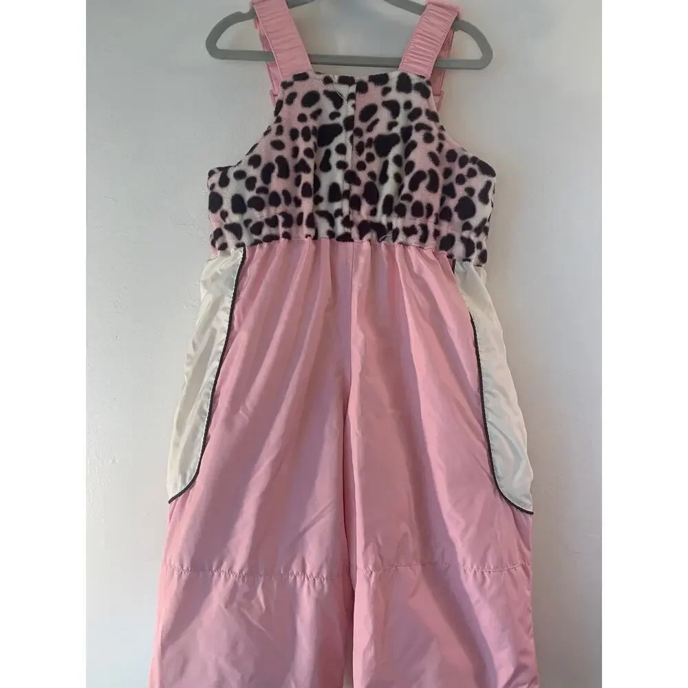 ZEROXPOSUR Girls Faux Fur Leopard Snow/Winter Bib Overalls / Size: 18 Mos.